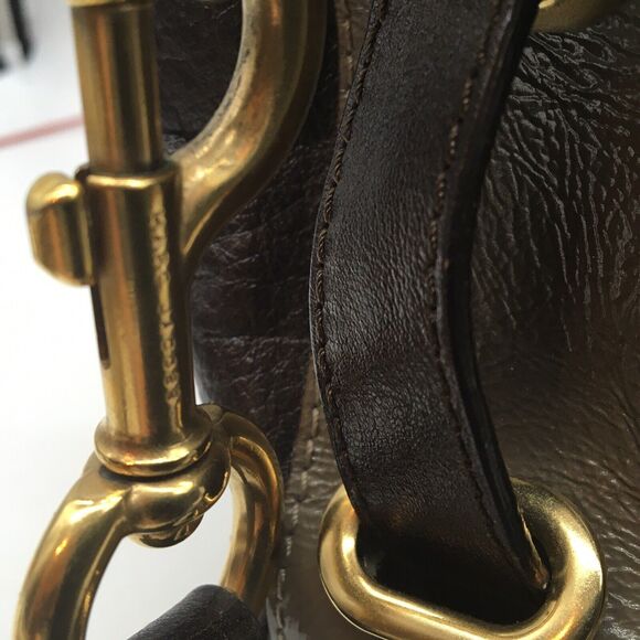 The Marc Jacobs Collection Striped Hudson Bag Brown Beige Satchel 2 Way Carry - Picture 4 of 12